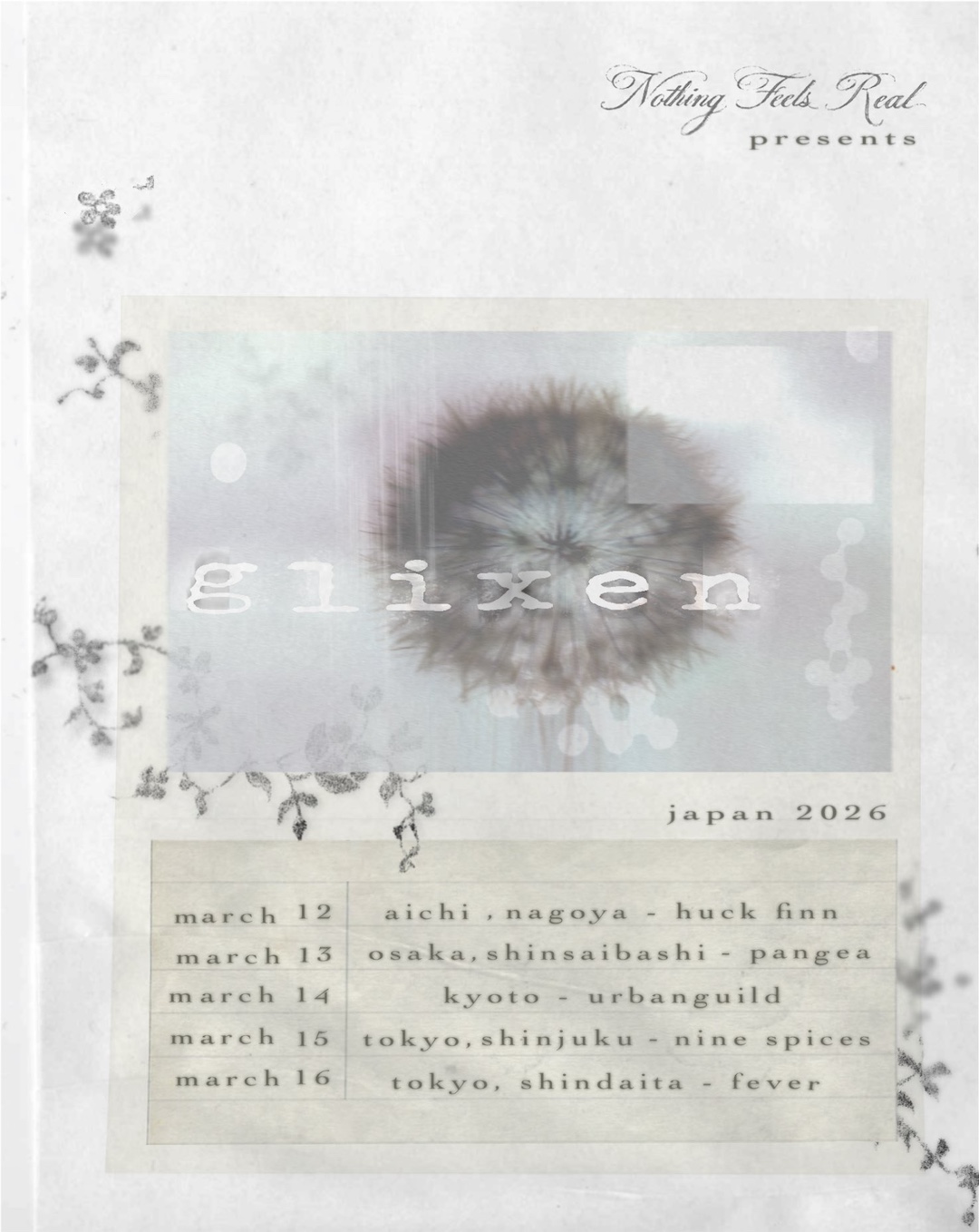 Nothing Feels Real presents Glixen Japan Tour 2026