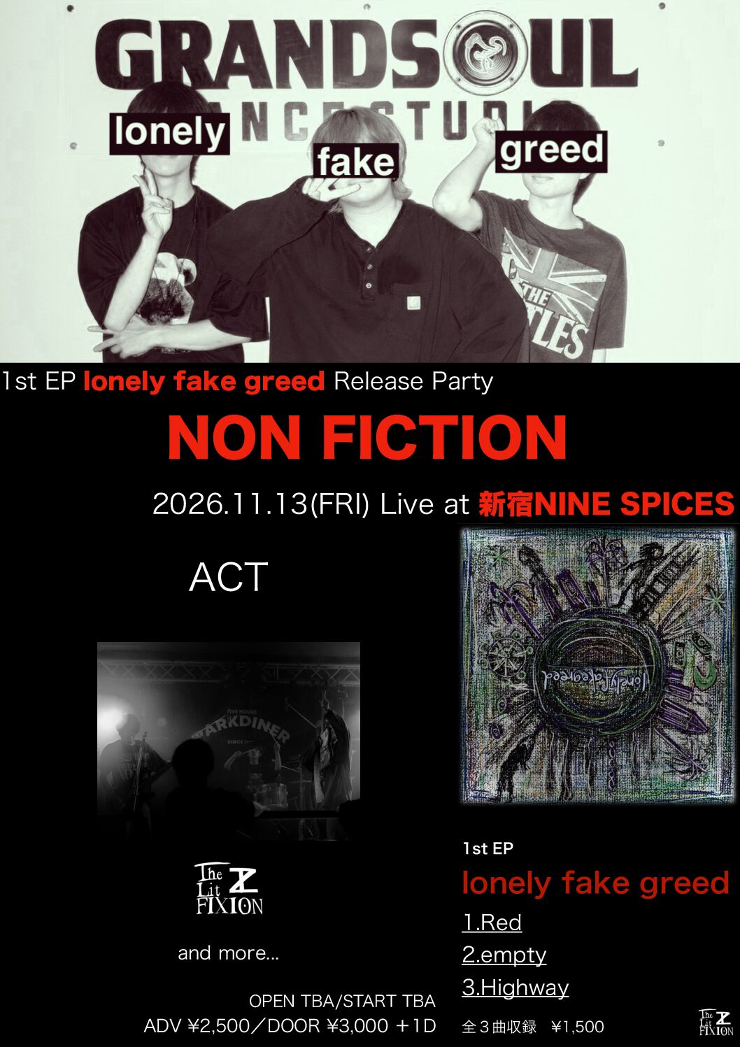1st EP『lonely fake greed』release party 『NON FICTION』